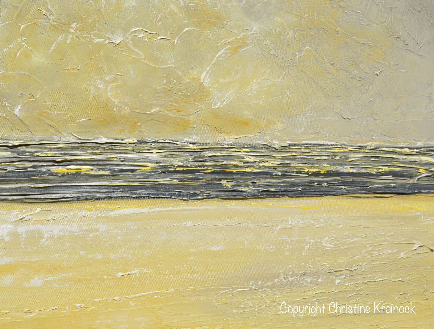 ORIGINAL Art Yellow Grey Abstract Painting Modern Textured Coastal Gold Wall Decor - Christine Krainock Art - Contemporary Art by Christine - 5