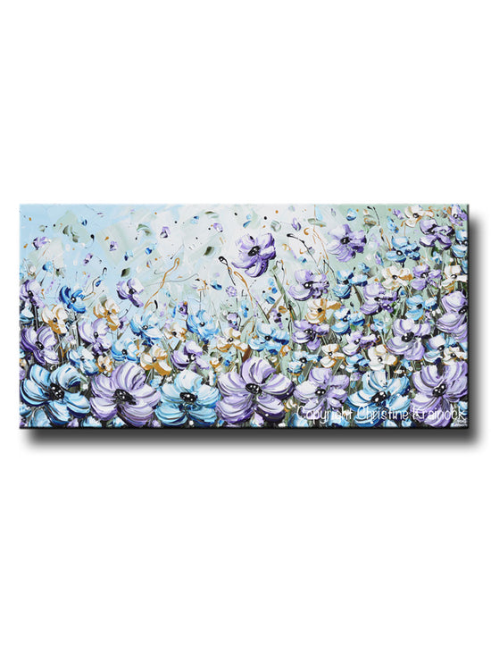 GICLEE PRINT Art Abstract Painting Purple Blue Flowers Poppies Mint Green Lavender Light Blue Poppy - Christine Krainock Art - Contemporary Art by Christine - 1