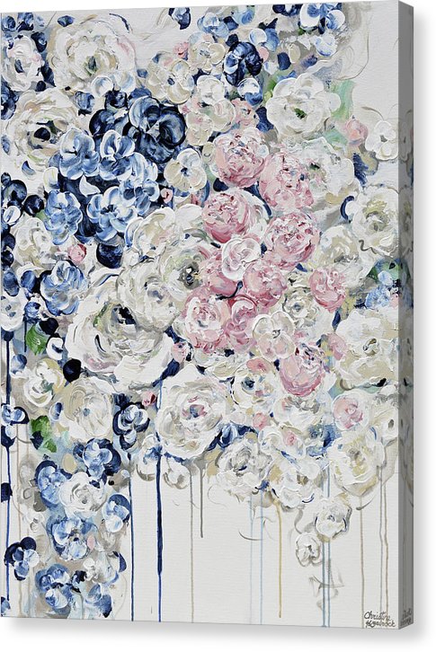 Load image into Gallery viewer, GICLEE PRINT Art Abstract Painting Modern Floral Navy Blue White Pink Flowers Canvas Wall Decor

