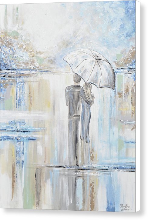 Giclee Print - Guided By Love - Couple Umbrella Romantic Canvas Print