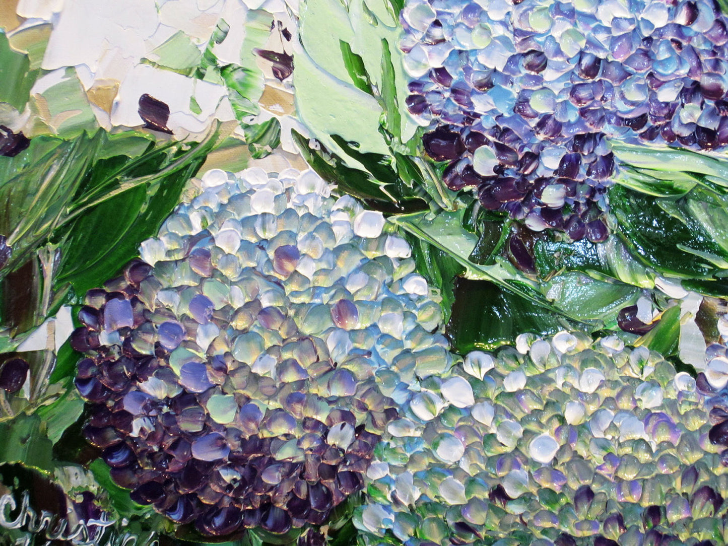 Load image into Gallery viewer, GICLEE PRINT Art Abstract Painting Hydrangea Flowers Impasto Lavender Purple Canvas Prints - Christine Krainock Art - Contemporary Art by Christine - 4
