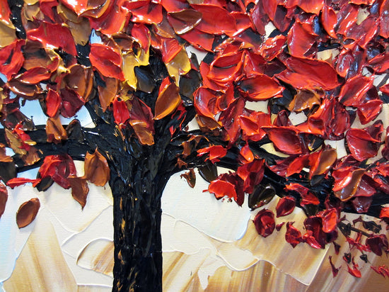 CUSTOM Original Art Abstract Painting Red Tree of Life Modern Textured Autumn Fall Blue Brown Gold - Christine Krainock Art - Contemporary Art by Christine - 4