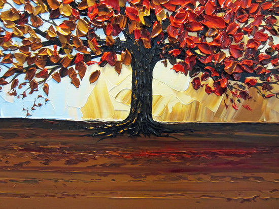 CUSTOM Original Art Abstract Painting Red Tree of Life Modern Textured Autumn Fall Blue Brown Gold - Christine Krainock Art - Contemporary Art by Christine - 5