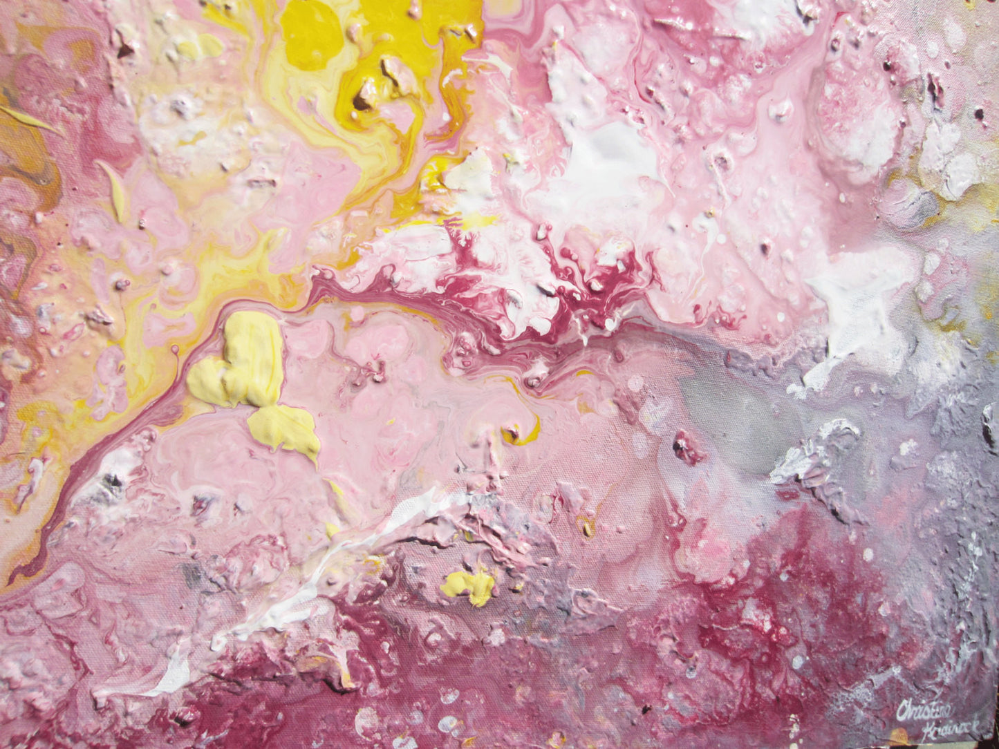 GICLEE PRINT Art Abstract Painting Pink White Modern Urban Contemporary Canvas Prints Grey Yellow - Christine Krainock Art - Contemporary Art by Christine - 4