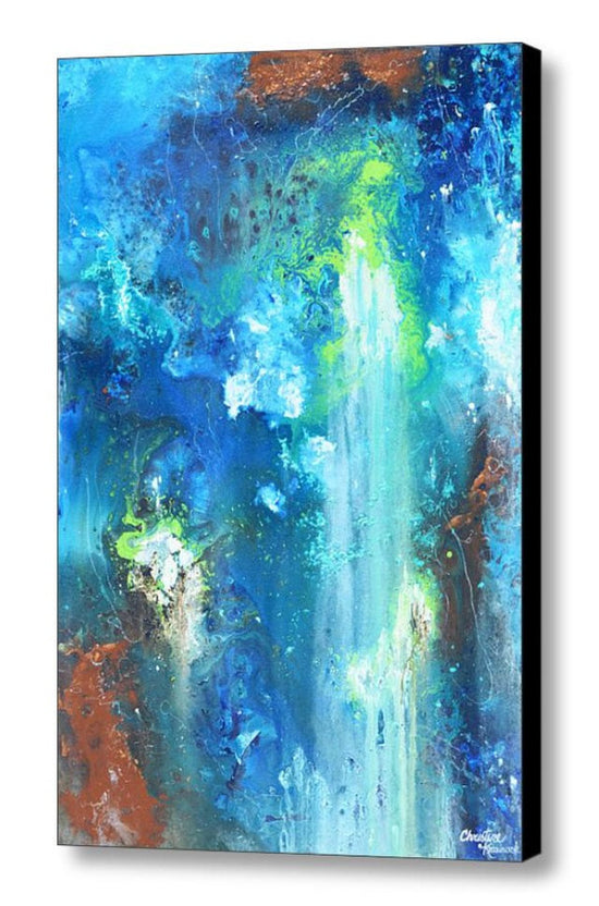 GICLEE PRINT Art Abstract Painting Modern Blue Canvas Prints Urban Teal Brown City Sizes to 60" - Christine Krainock Art - Contemporary Art by Christine - 6
