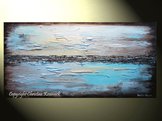 Load image into Gallery viewer, GICLEE PRINT Art Abstract Painting Blue Modern Canvas Prints Urban Aqua Brown White Sizes to 60&amp;quot; - Christine Krainock Art - Contemporary Art by Christine - 3
