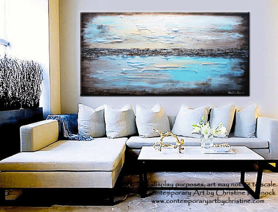 Load image into Gallery viewer, GICLEE PRINT Art Abstract Painting Blue Modern Canvas Prints Urban Aqua Brown White Sizes to 60&amp;quot; - Christine Krainock Art - Contemporary Art by Christine - 2
