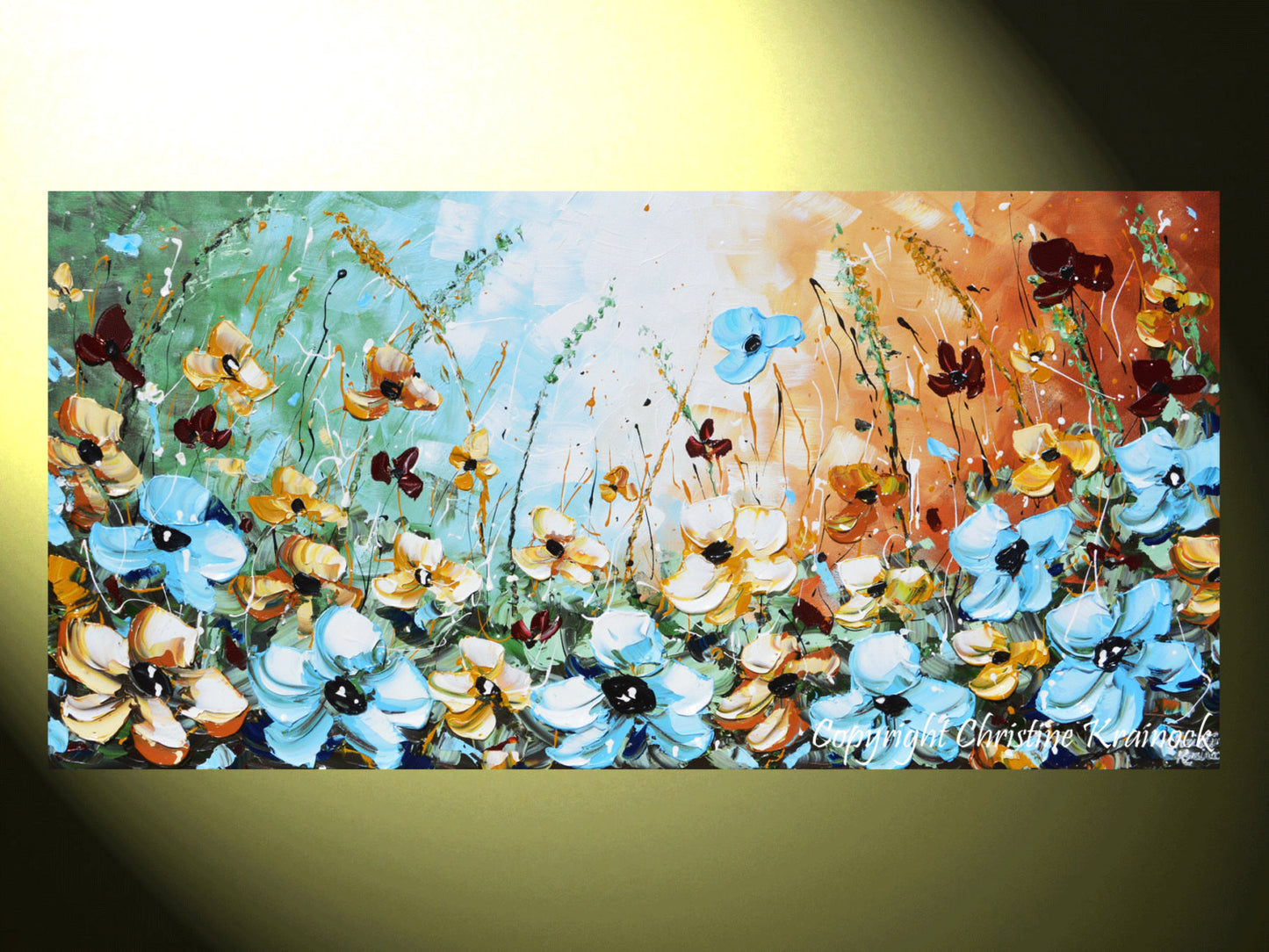 Load image into Gallery viewer, GICLEE PRINT Art Abstract Painting Blue Flowers Poppies Modern Canvas Prints Select Sizes to 60&amp;quot; - Christine Krainock Art - Contemporary Art by Christine - 3
