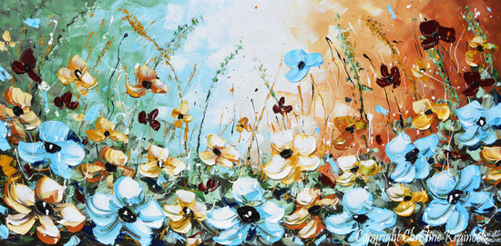 GICLEE PRINT Art Abstract Painting Blue Flowers Poppies Modern Canvas Prints Select Sizes to 60" - Christine Krainock Art - Contemporary Art by Christine - 4