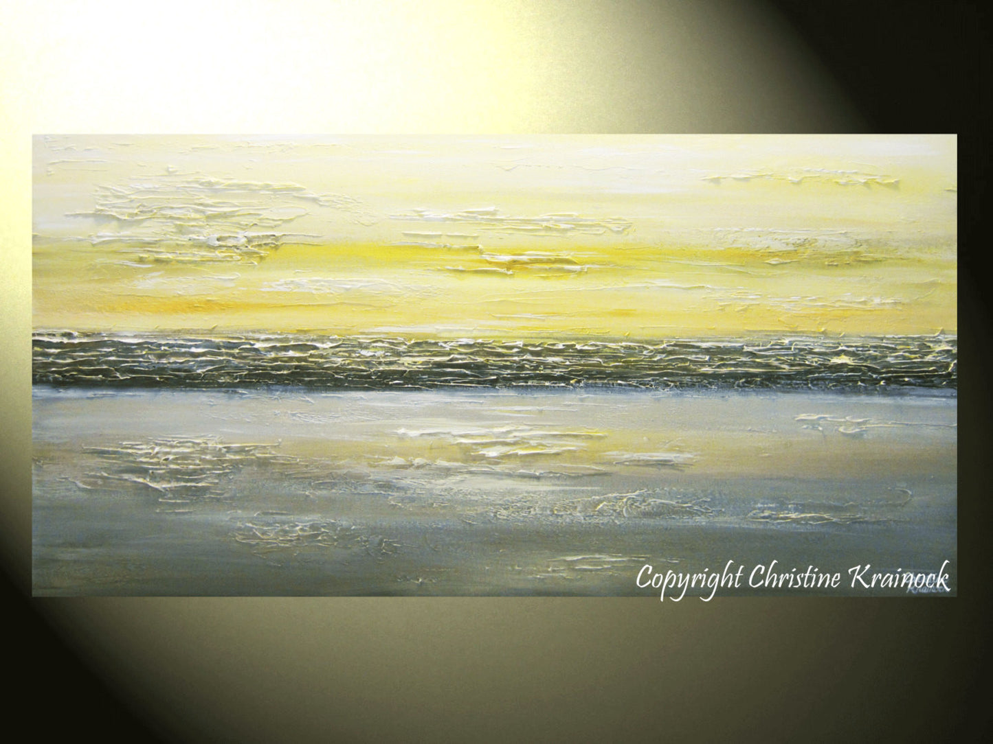 Load image into Gallery viewer, CUSTOM Art Abstract Painting Yellow Grey Modern Textured Gold White Horizon Coastal Wall Decor - Christine Krainock Art - Contemporary Art by Christine - 3
