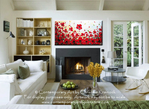 Load image into Gallery viewer, SOLD ORIGINAL Art Abstract Painting Red Poppy Painting Flowers Textured Modern Landscape Poppies Palette Knife Painting Fall Wall Decor Christine - Christine Krainock Art - Contemporary Art by Christine - 3
