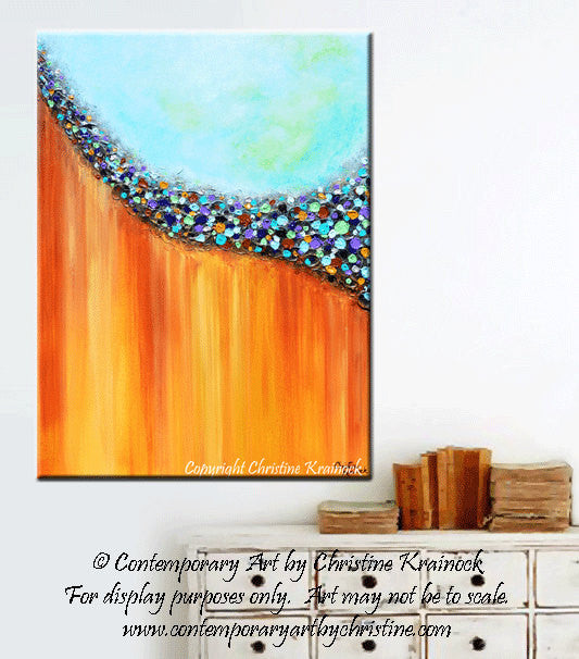GICLEE PRINT Art Large Abstract Painting Aqua Blue Canvas Prints Teal Rust Gold Multi Colored - Christine Krainock Art - Contemporary Art by Christine - 5