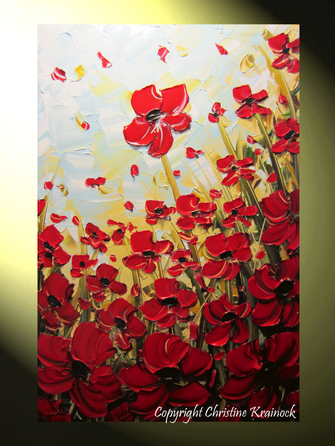 ORIGINAL Art Abstract Painting Red Poppies Painting Textured Poppy Flowers Paintings Spring - Christine Krainock Art - Contemporary Art by Christine - 4