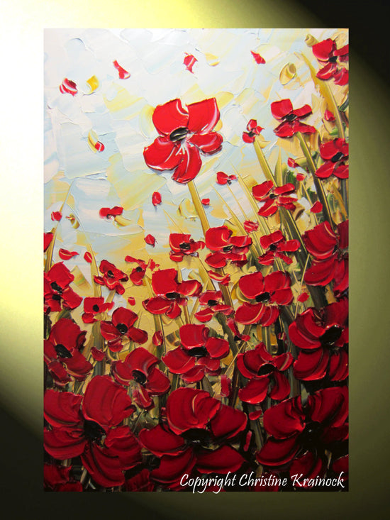 ORIGINAL Art Abstract Painting Red Poppies Painting Textured Poppy Flowers Paintings Spring - Christine Krainock Art - Contemporary Art by Christine - 4