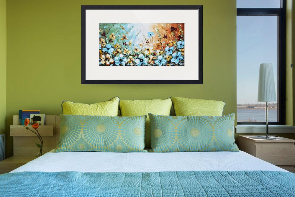 GICLEE PRINT Art Abstract Painting Blue Flowers Poppies Modern Canvas Prints Select Sizes to 60" - Christine Krainock Art - Contemporary Art by Christine - 5