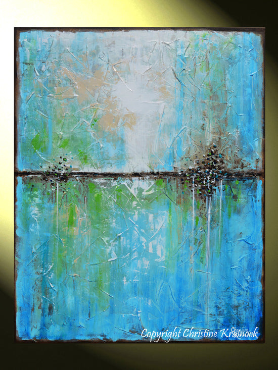 Load image into Gallery viewer, SOLD ORIGINAL Art Abstract Painting Aqua Blue Green White Textured Coastal Large Wall Art Home Decor READY to SHIP 30&amp;quot; -Christine - Christine Krainock Art - Contemporary Art by Christine - 2
