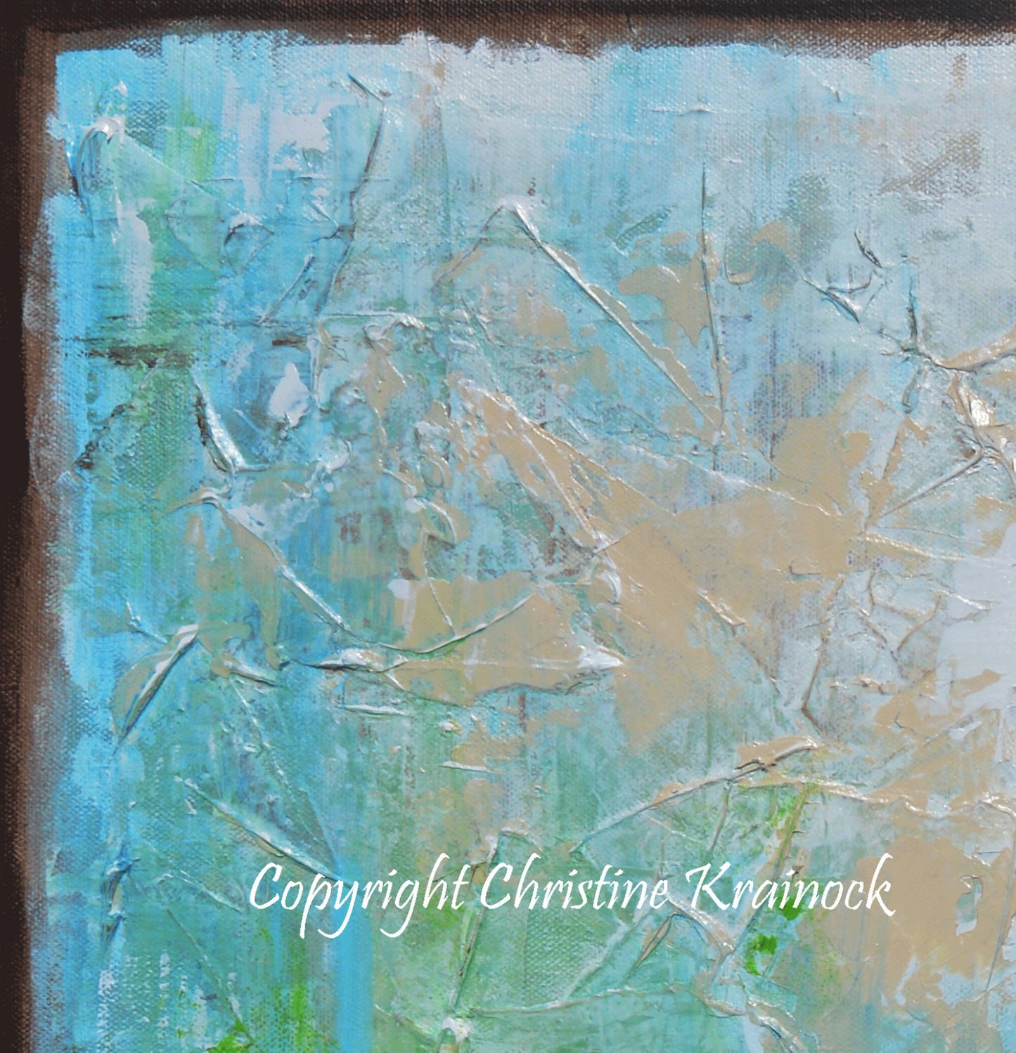 Load image into Gallery viewer, SOLD ORIGINAL Art Abstract Painting Aqua Blue Green White Textured Coastal Large Wall Art Home Decor READY to SHIP 30&amp;quot; -Christine - Christine Krainock Art - Contemporary Art by Christine - 5
