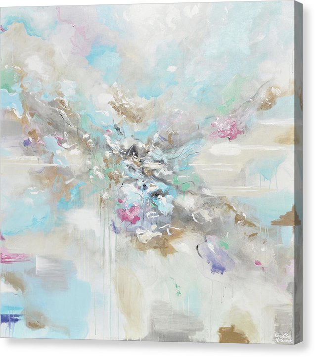 CUSTOM for KAREN -"Joyful Expressions" Abstract Painting Canvas Wall Art Pale Blue White Beige