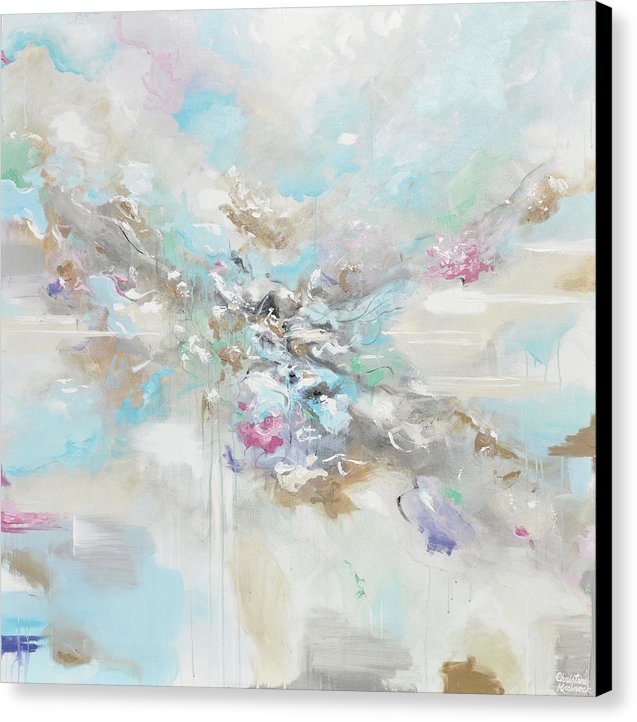CUSTOM for KAREN -"Joyful Expressions" Abstract Painting Canvas Wall Art Pale Blue White Beige