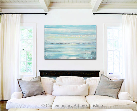 Load image into Gallery viewer, &amp;quot;Caribbean&amp;quot; ORIGINAL Art Abstract Painting Textured Aqua Blue White Sea Foam Beach Coastal Home Decor Wall Art 24x36&amp;quot;

