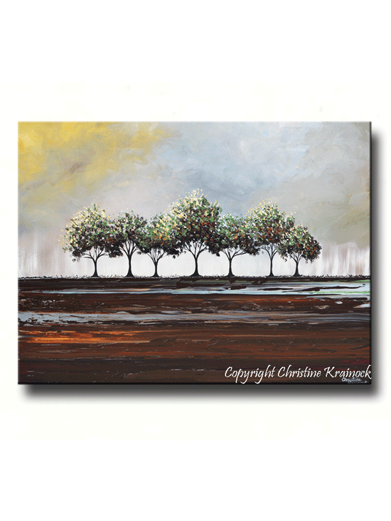 Load image into Gallery viewer, CUSTOM Art Abstract Painting Trees Green Textured Modern Palette Knife Tree Landscape Wall Decor Brown Grey MADE to ORDER -Christine - Christine Krainock Art - Contemporary Art by Christine - 1
