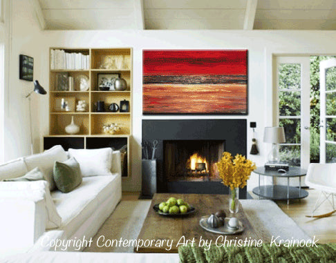 Load image into Gallery viewer, GICLEE PRINT Art Abstract Red Painting Canvas Prints Modern Urban Wall Art Brown Gold Coastal - Christine Krainock Art - Contemporary Art by Christine - 2
