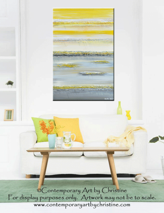 Load image into Gallery viewer, GICLEE PRINT Art Yellow Grey Abstract Painting Wall Art Modern Canvas Prints Urban Gold White City - Christine Krainock Art - Contemporary Art by Christine - 4
